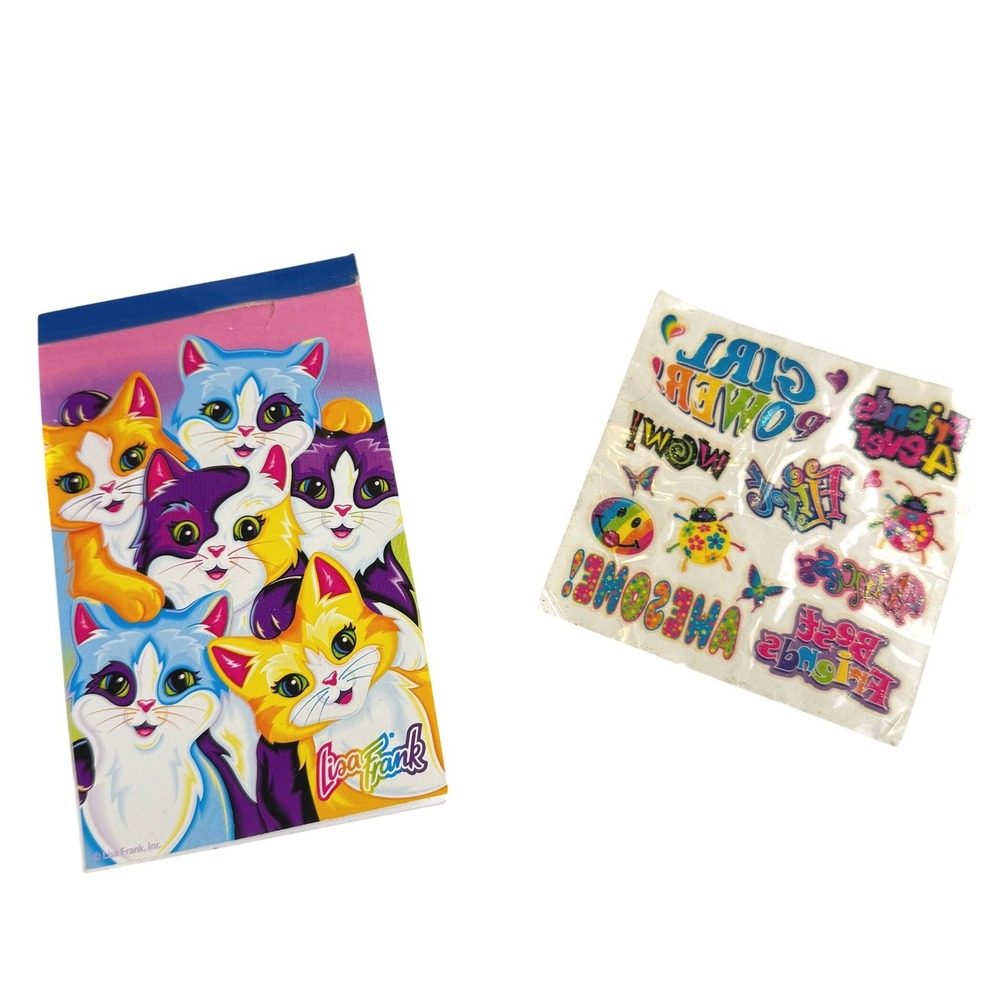 Vintage Lisa Frank Whisker Sisterhood Mini Notepad and Temporary Tattoo Set New